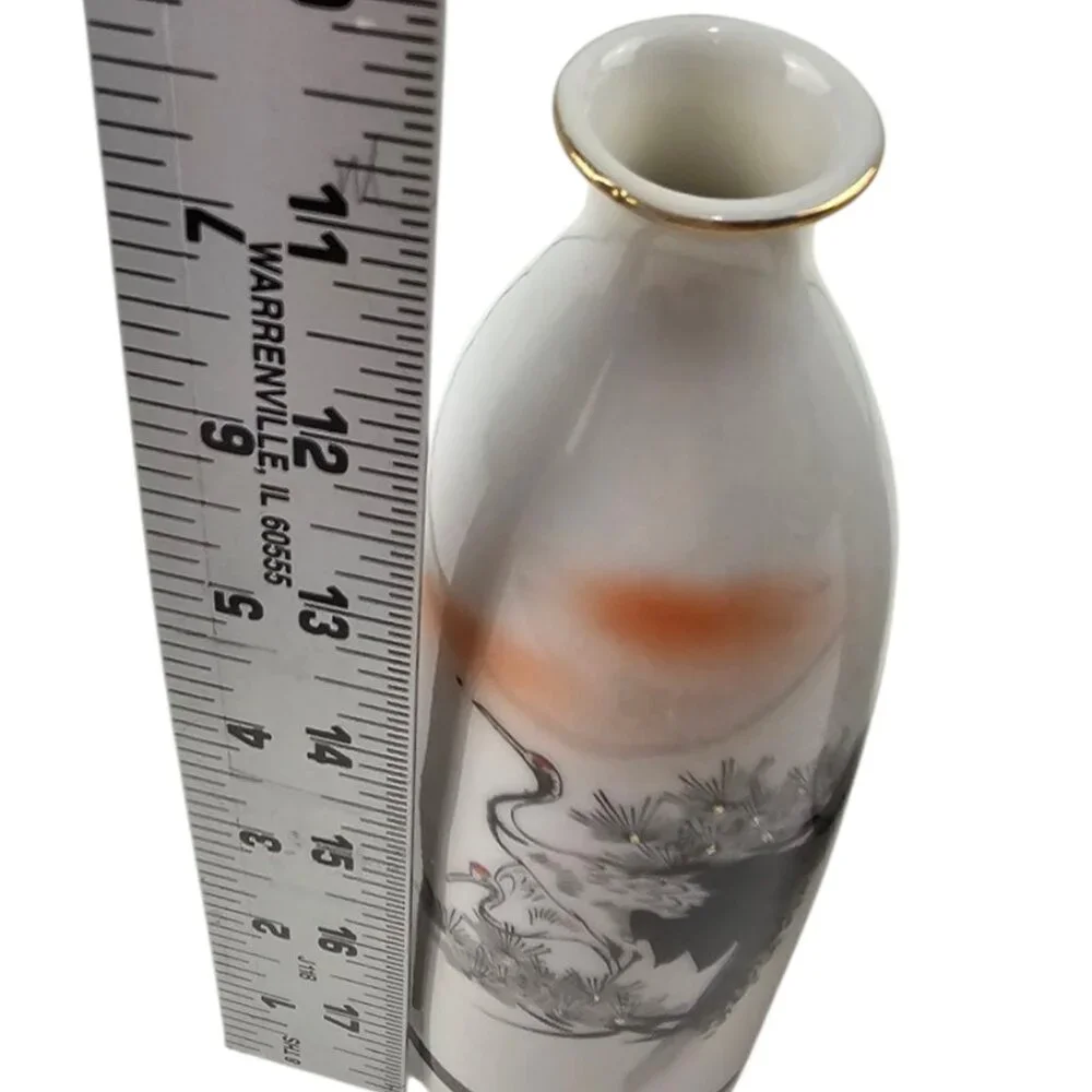 Vtg Japanese Sake Bottle Vase Porcelain Hand Painted 7